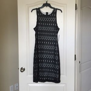 Black crochet overlay white dress