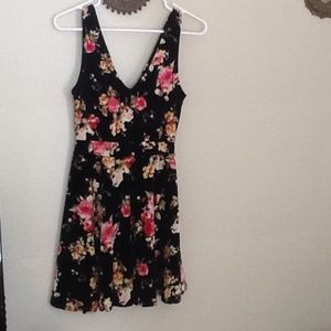 Velvet fit and flare floral dress NWT