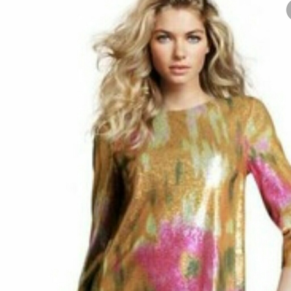 Pink and gold sequins dress