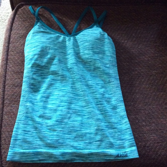 AVIA Tops - AVIA heather teal exercise tank with built in bra