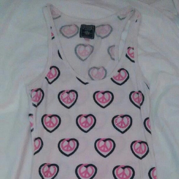 PINK Victoria's Secret Hearts & Peace Signs Tank