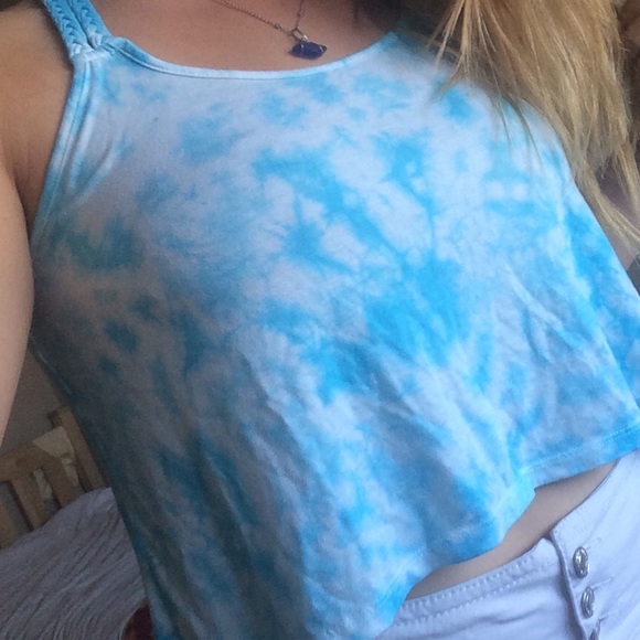 blue tied crop top bought but never worn
