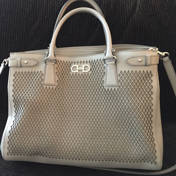 Salvatore Ferragamo grey leather bag