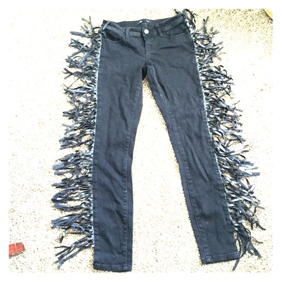 mens fringe jeans