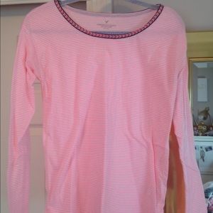 Pink and white striped tee