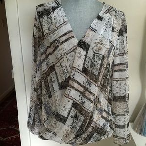 DKNY sheer long sleeve blouse, size M