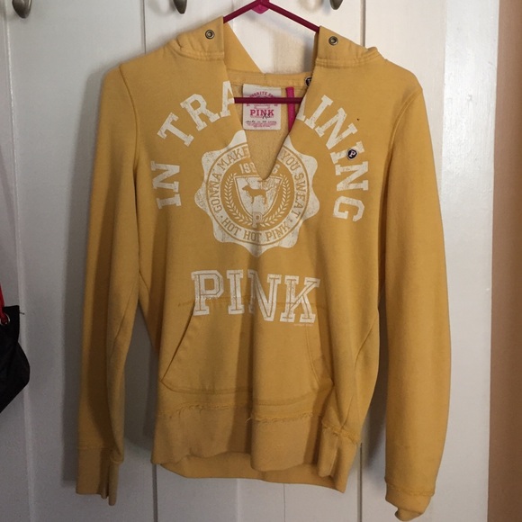 Yellow Victoria Secret Pink v-neck hoodie