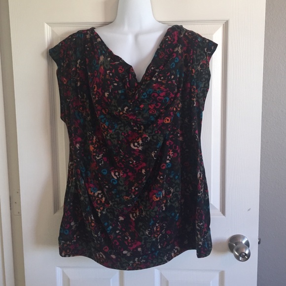 Plus Size Cap Sleeve Multicolored Blouse