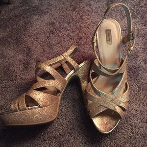 Gold heels. Perfect condition, wore once!