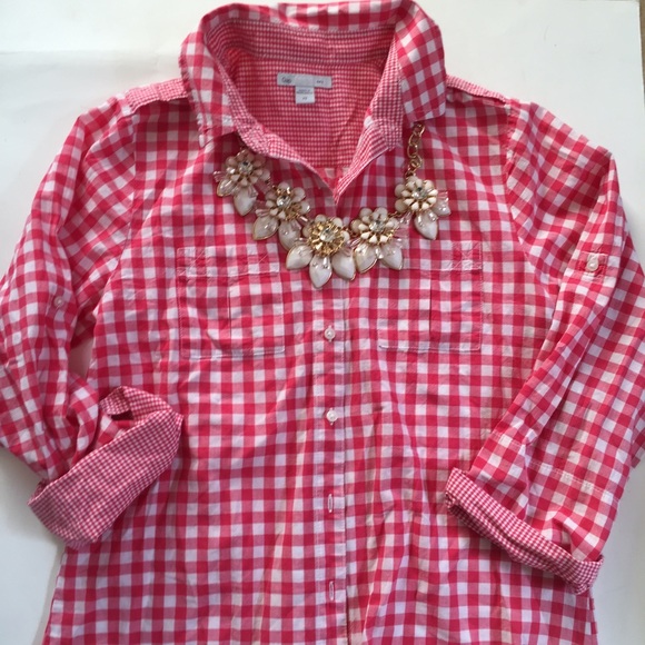 Gap Pink Gingham Button Up