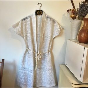 White lace kimono dress