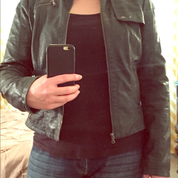 Guess faux-leather motorcycle jacket
