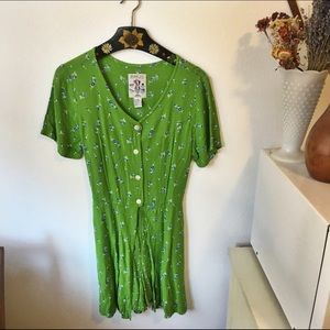 Vintage green floral romper