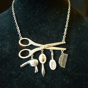 Fresh crystal collection scissors neck lace