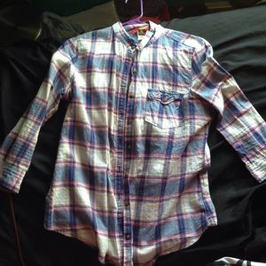 sz. Large Hollister 3/4 sleeve plaid shirt