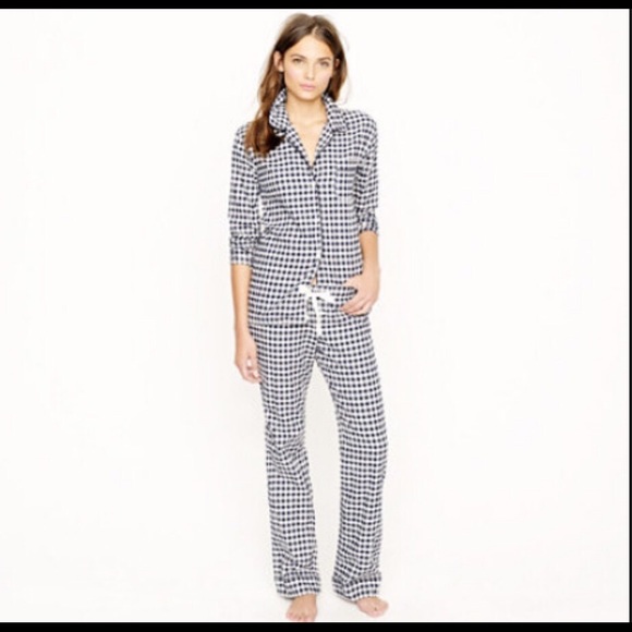 J. Crew Navy Plaid Flannel Pajamas Set - Medium