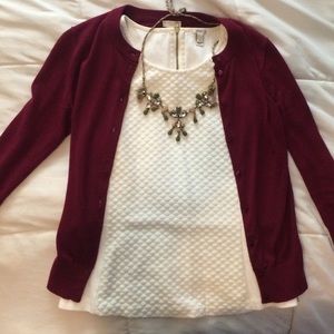 J.Crew Textured White Peplum Top