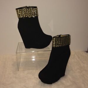Studded Platform Wedge Booties
