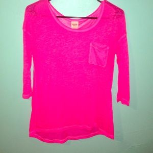 Hot pink see through pocket tee