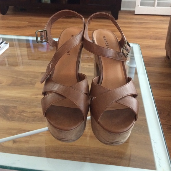 Madden girl brown leather and suede wedges