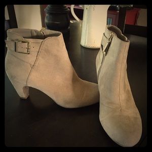 Heeled suede booties.