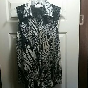 Hi-lo zebra print top