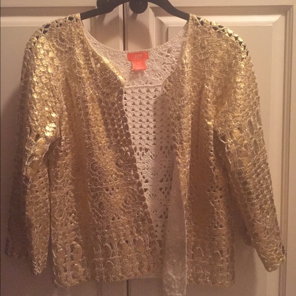 Gold cardigan cropped sweater