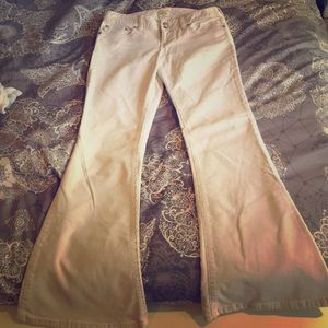 Off white colored flared corduroys