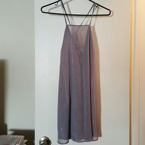 Holiday chiffon silver detailed mini dress