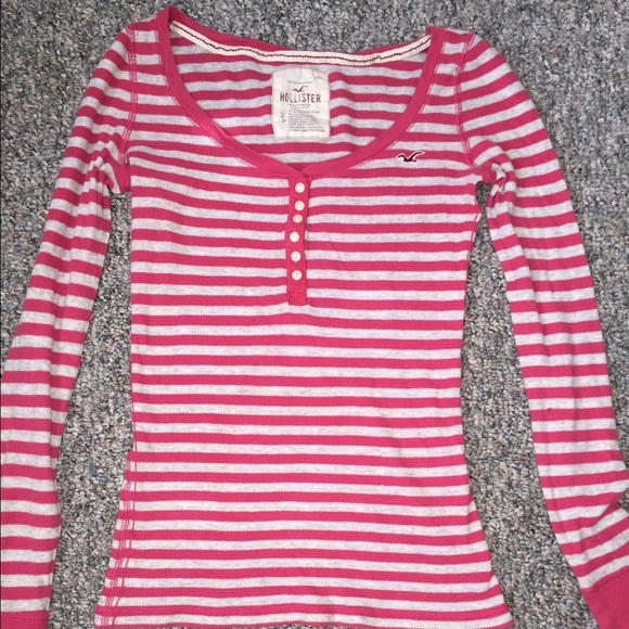 Long sleeved hollister stripped shirt