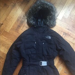Black north face down winter jacket