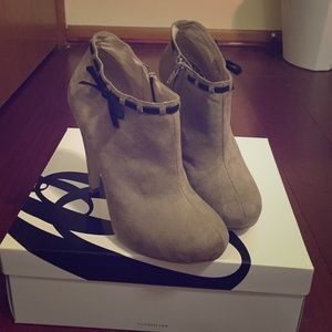 Nude high heel booties