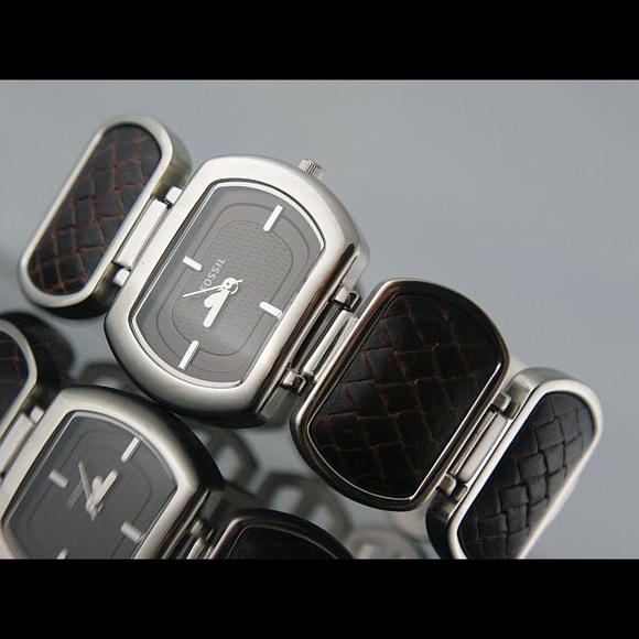 Fossil Woven Brown & Silver Bracelet Watch