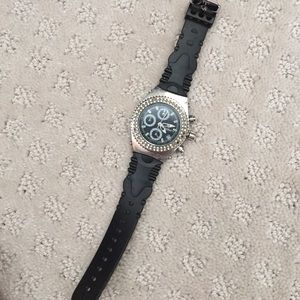 Black rhinestone watch