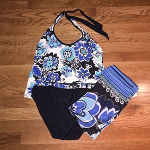 Halter tankini with matching coverup wrap