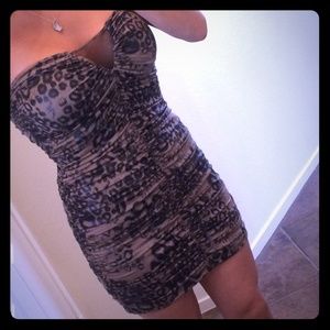 Cheetah print ruched dress