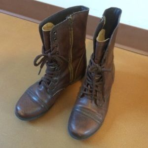 Steve Madden Troopa Boots Brown Combat Lace-up