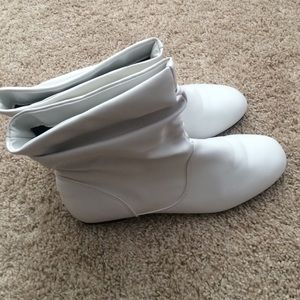 Faux white leather go go boots