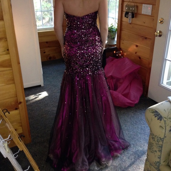 Deep purple sequined prom dress!! WORN ONCE! - Picture 4 of 4