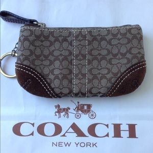 Sale🎁COACH❤KEYCHAIN/MINI WALLET SIGNATURE KHAKI