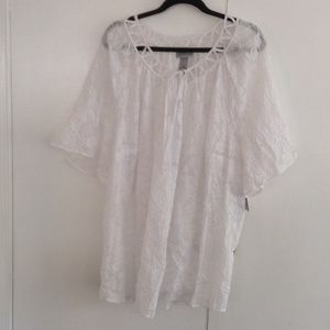White sheer floral top