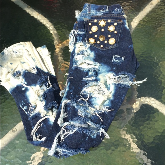 Handmade Destroyed & Bleached Denim Jeans