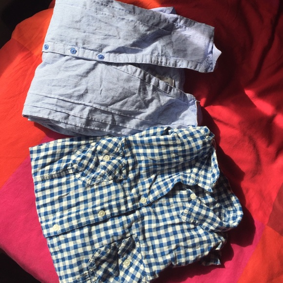 Blue and white button up shirts