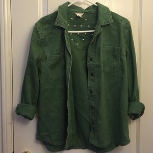 Green jean studded jacket