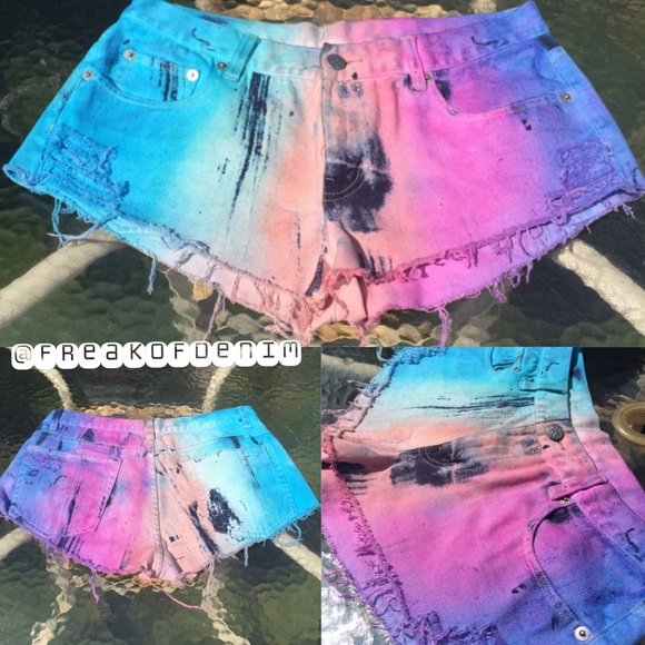 Hand Dyed Ombré Calvin Klein Denim Shorts