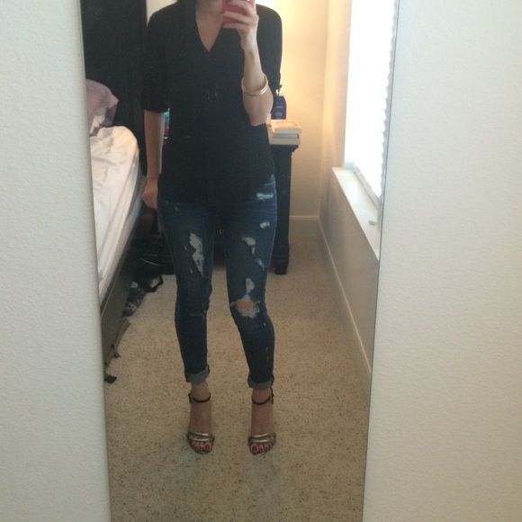 Distressed Express skinny jeans