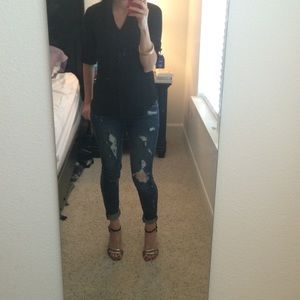 Distressed Express skinny jeans