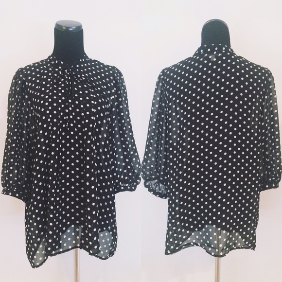 Sheer Black & Cream Polkadot Shirt