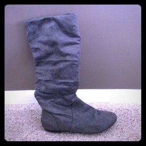 Grey slouch boots