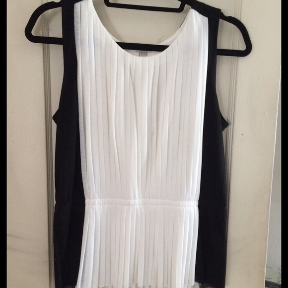 J Crew black & white pleated peplum tank
